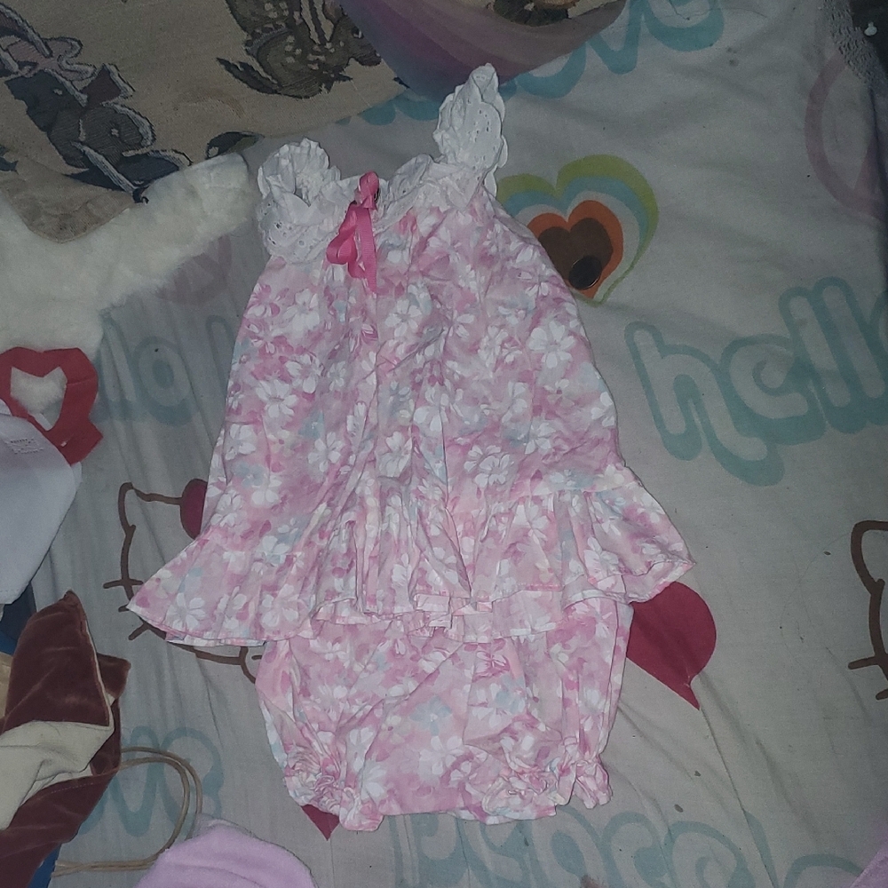 Pink Floral Baby Dress with Ruffles